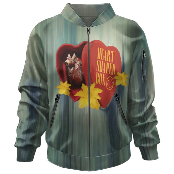 Nirvana Heart-Shaped Box Abstract Stripe Pattern Bomber Jacket