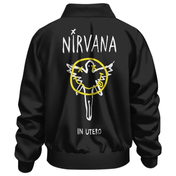 Nirvana In Utero Angel Silhouette Logo Black Bomber Jacket