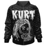 Nirvana Member Kurt Cobain Face Smiley Pattern Bomber Jacket