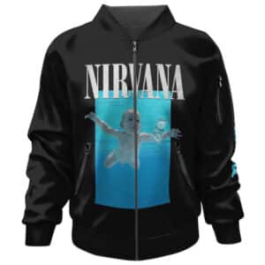 Nirvana Nevermind Album Baby Catching Dollar Logo Bomber Jacket