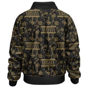 Rock Band Nirvana Gold Floral Pattern Art Bomber Jacket