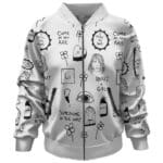 Rock Band Nirvana Iconic Songs Doodle Art White Bomber Jacket