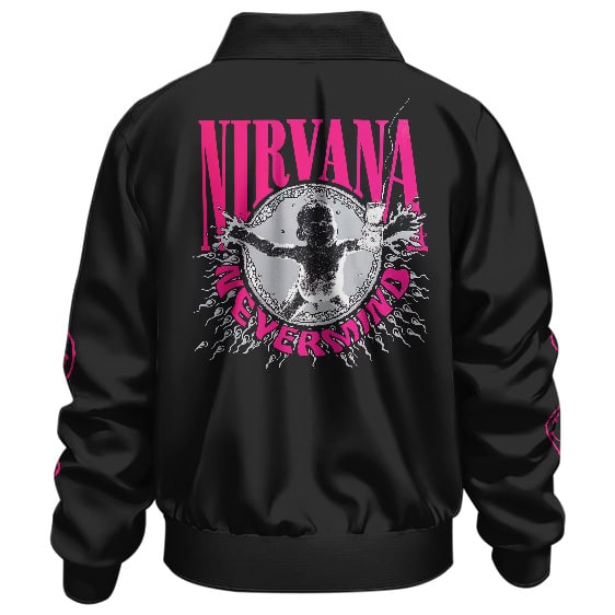 Rock Band Nirvana Nevermind Pink Logo Bomber Jacket