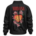 Rock Group Nirvana Flower Heart Logo Black Bomber Jacket