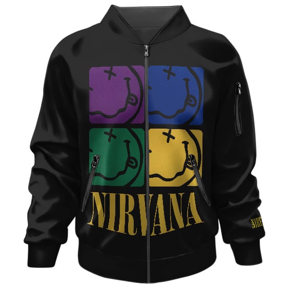 Rock Group Nirvana Multicolor Logo Art Bomber Jacket