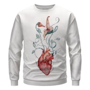 American Band Pink Floyd Heart Flower Logo White Sweatshirt