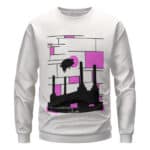Pink Floyd Iconic Pig Balloon Concert Artwork White Pink Sweatshirt