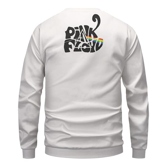 Pink Floyd Name Logo Typographic Art White Crewneck Sweatshirt