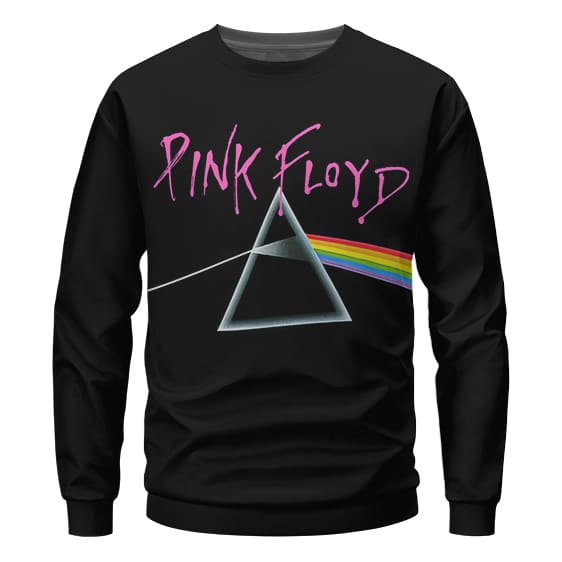 Pink Floyd Rainbow Prism Typography Art Black Sweatshirt