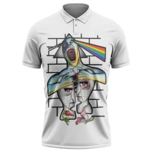 Pink Floyd Dark Side Of The Moon X Division Bell Art White Polo Shirt