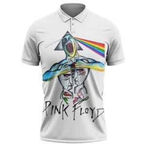 Pink Floyd Division Bell Screaming Man Abstract Art White Polo Tee