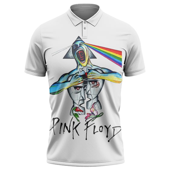 Pink Floyd Division Bell Screaming Man Abstract Art White Polo Tee
