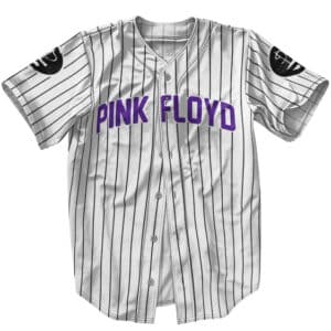 Pink Floyd Name Typography Art White Pinstripes Pattern Baseball Jersey