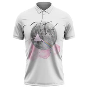 Pink Floyd Rainbow Prism Moon Pink Smoke Art Polo Shirt