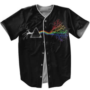 Pink Floyd Rainbow Prism Tree Minimalist Logo Black Baseball Jersey
