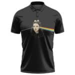 Pink Floyd Rainbow Prism Woman Head Logo Black Polo Shirt