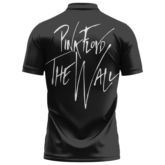 Pink Floyd The Wall Album Flower Art Black Polo Shirt