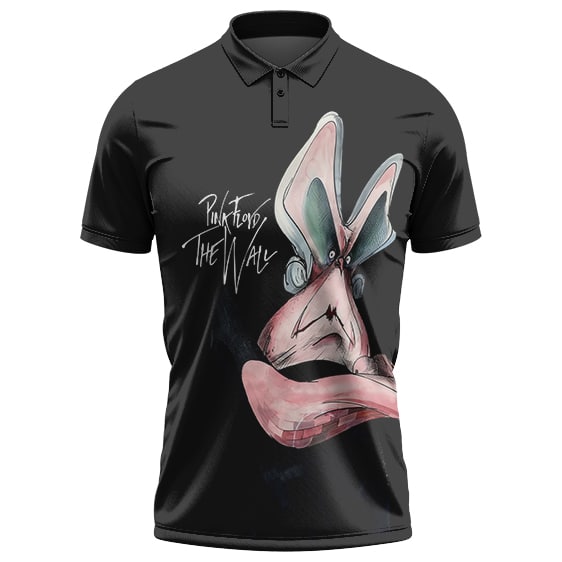 Pink Floyd The Wall Scary Bunny Photo Art Black Golf Shirt