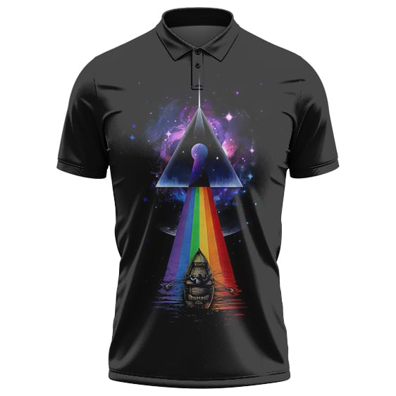 Pink Floyd Trippy Rainbow Prism Galaxy Art Dope Golf Shirt