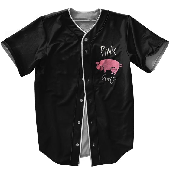 Rock Band Pink Floyd Pink Pig Icon Logo Black Baseball Jersey