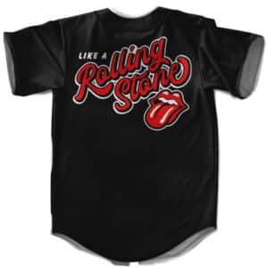 Like A Rolling Stone Minimalist Tongue Logo Black Baseball Jersey