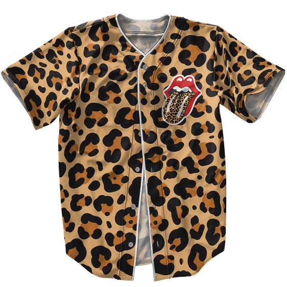 Rock Band The Rolling Stones Logo Leopard Pattern Baseball Jersey