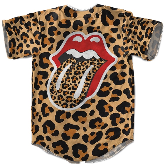 Rock Band The Rolling Stones Logo Leopard Pattern Baseball Jersey
