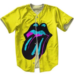 Rock Band The Rolling Stones Tongue Icon Yellow Baseball Jersey