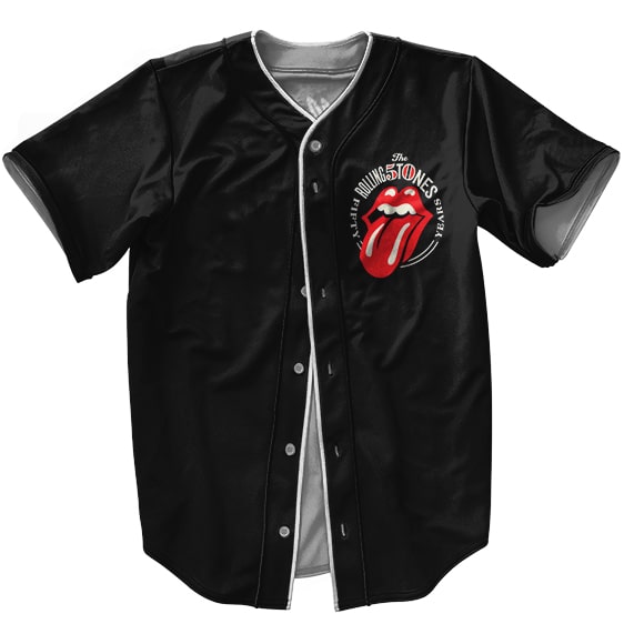The Rolling Stones 50 Years Logo Black Baseball Jersey