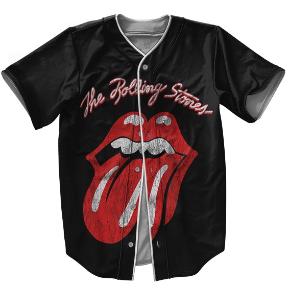 The Rolling Stones Band Tongue Vintage Dirt Logo Baseball Jersey