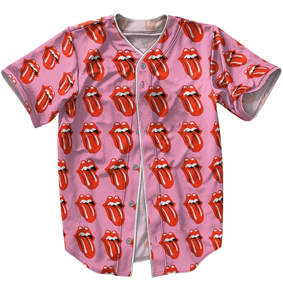 The Rolling Stones Iconic Tongue Logo Pattern Baseball Jersey
