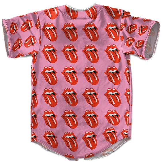 The Rolling Stones Iconic Tongue Logo Pattern Baseball Jersey