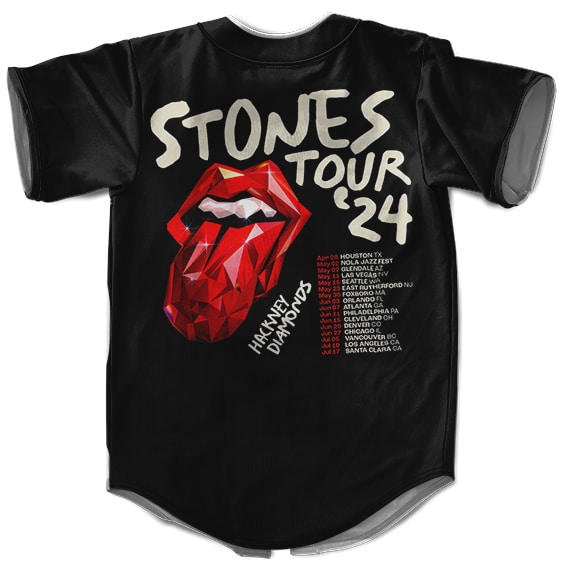The Rolling Stones Tour '24 Date Artwork Black Baseball Jersey