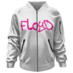 Minimalist Pink Floyd Spray Paint Name Logo White Bomber Jacket