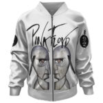 Pink Floyd Division Bell Half Face Statue Logo White Bomber Jacket