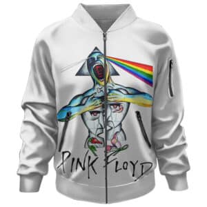 Pink Floyd Division Bell Screaming Man Abstract Art White Bomber Jacket