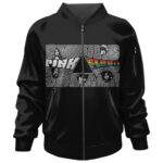 Pink Floyd Members Head Rainbow Typography Art Bomber Jacket