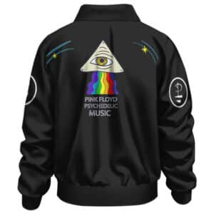 Pink Floyd Psychedelic Music Trippy Eye Design Black Bomber Jacket