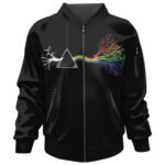 Pink Floyd Rainbow Prism Tree Minimalist Logo Black Bomber Jacket