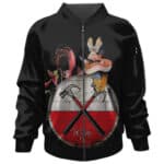 Pink Floyd The Wall Crossed Hammers Logo Black Bomber Jacket