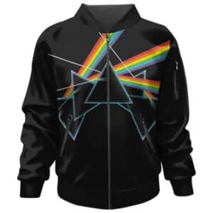 Pink Floyd Triangle Rainbow Prism Design Black Bomber Jacket