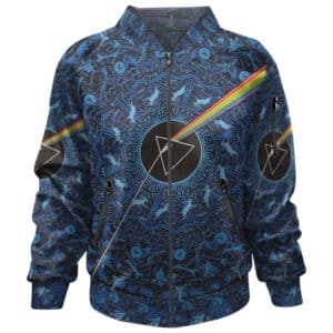 Rainbow Prism Trippy Pink Floyd Blue Icon Pattern Bomber Jacket