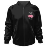 Rock Band Pink Floyd Pink Pig Icon Logo Black Bomber Jacket
