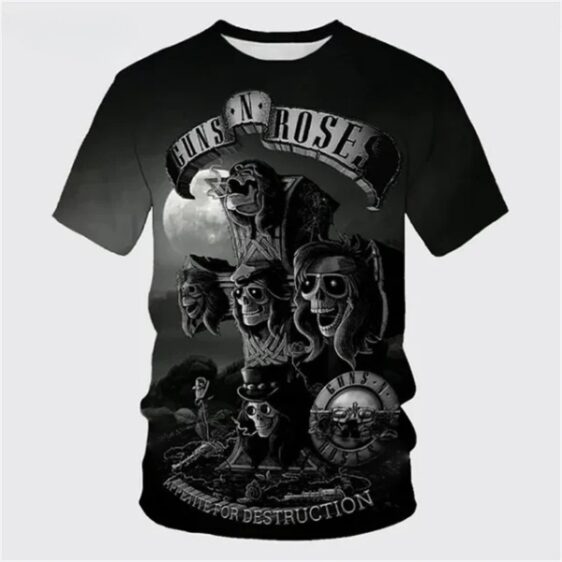 Appetite for Destruction Guns N' Roses 3D Skull Cross Unisex T-Shirt