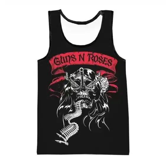 Badass Guns N' Roses Skull Bullet Ammo Chain Unisex Tank Top