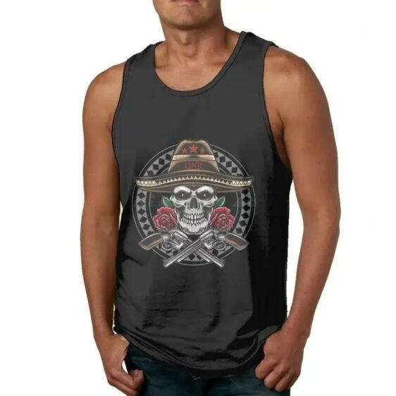 Badass Sombrero Hat Skull Guns N' Roses Black Men's Tank Top