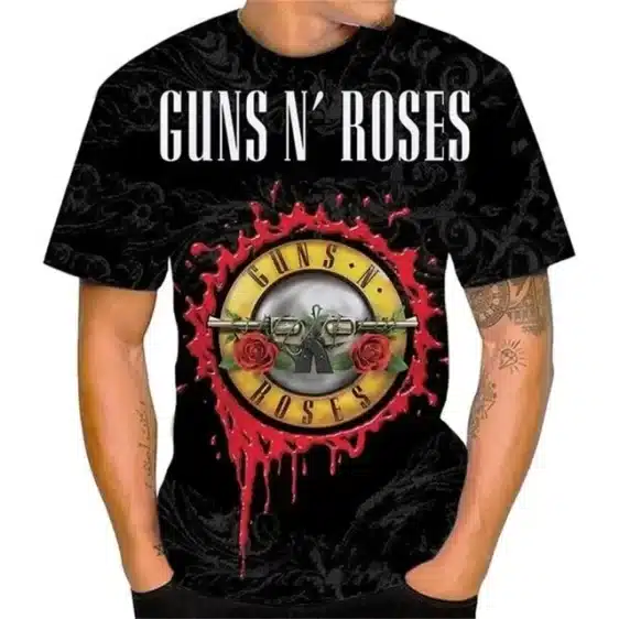 Classic Guns N' Roses Blood Splatter Logo Black Men's T-Shirt