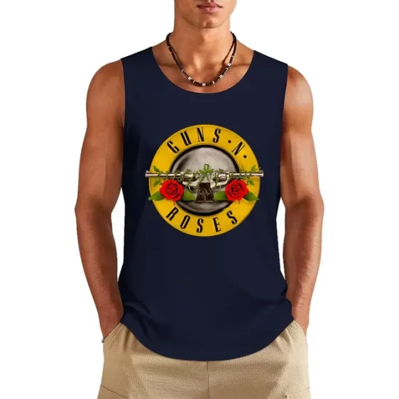 Classic Guns N' Roses Iconic Logo Navy Blue Men's Tank Top