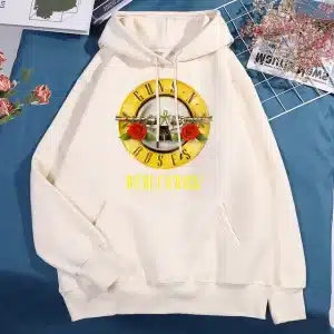 Classic Guns N' Roses We're F'N Back! Logo Beige Unisex Hoodie