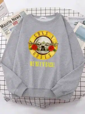 Classic Guns N’ Roses We’re F’N Back! Logo Gray Unisex Sweatshirt